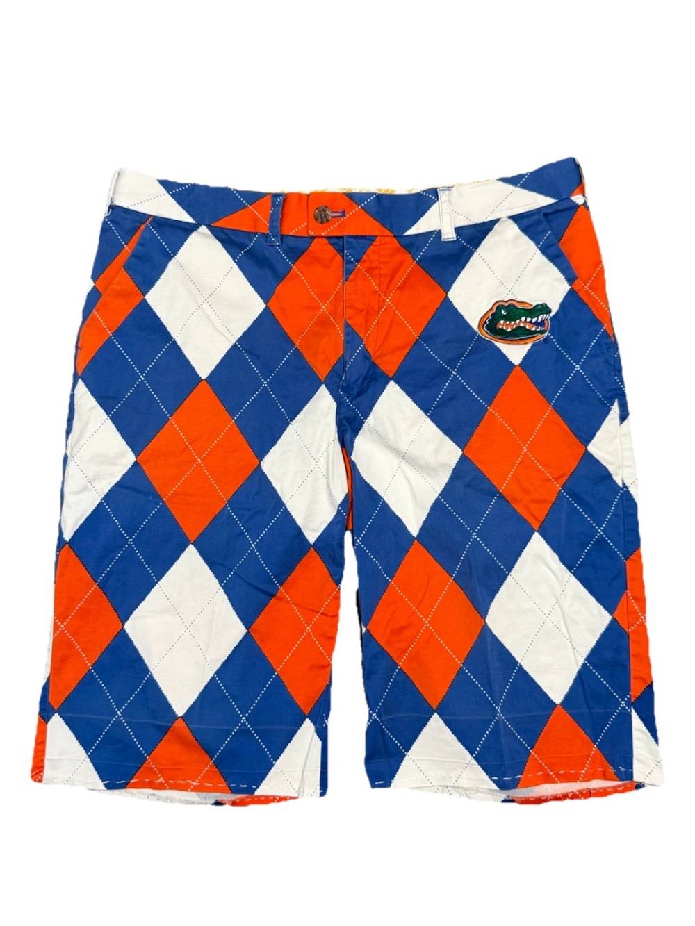 Loudmouth Golf Shorts Florida Gators Argyle Blue White Orange Pattern Mens 40